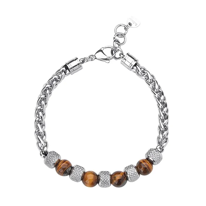 Yellow Chimes Exclusive Black Brown Tiger Eye Beads Stretchable Hand Bracelet for Men and Boys Yellow Chimes Earrings