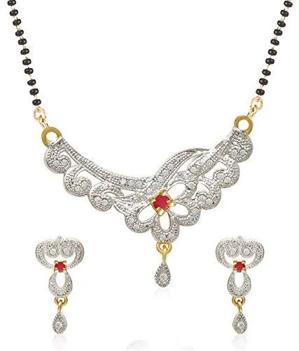 Yellow Chimes Exclusive Floral Design Crystal Black Bead MangalSuthra With Earrings For Women Yellow Chimes Necklaces Yellow Chimes Exclusive Floral Design Crystal Black Bead MangalSuthra With Earrings For Women Yellow Chimes Necklaces