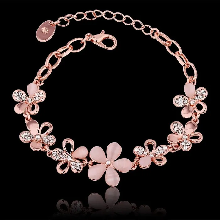 Yellow Chimes Exclusive Opal Collection Designer Combo 18K Rose Gold Plated Bracelet Earring Set for Women and Girls Yellow Chimes Necklaces