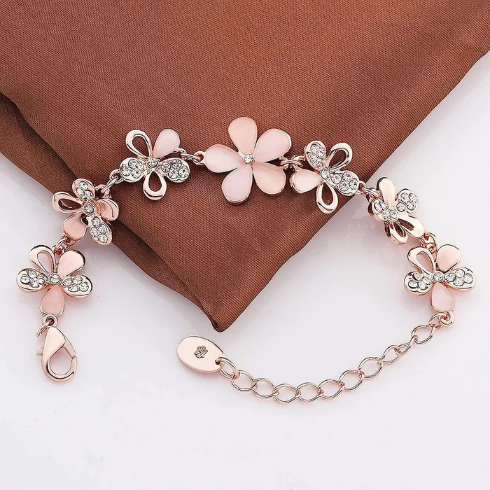 Yellow Chimes Exclusive Opal Collection Designer Combo 18K Rose Gold Plated Bracelet Earring Set for Women and Girls Yellow Chimes Necklaces