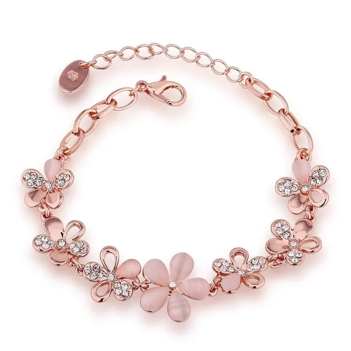 Yellow Chimes Exclusive Opal Collection Designer Combo 18K Rose Gold Plated Bracelet Earring Set for Women and Girls Yellow Chimes Necklaces