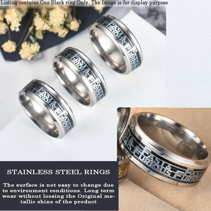 Yellow Chimes Famous Fast and Furious Signet Unique Carbon Fiber Titanium Steel Never Fading Ring for Men and Boys Yellow Chimes Bracelets