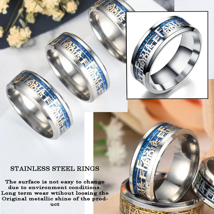 Yellow Chimes Famous Fast and Furious Signet Unique Carbon Fiber Titanium Steel Never Fading Ring for Men and Boys Yellow Chimes Bracelets