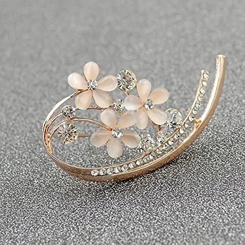 Yellow Chimes Floral Brooch for Women Elegant Rosegold Plated Opal Crystal Floral Brooch for Women and Girls Yellow Chimes Bracelets