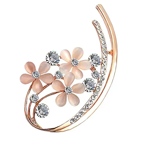Yellow Chimes Floral Brooch for Women Elegant Rosegold Plated Opal Crystal Floral Brooch for Women and Girls Yellow Chimes Bracelets