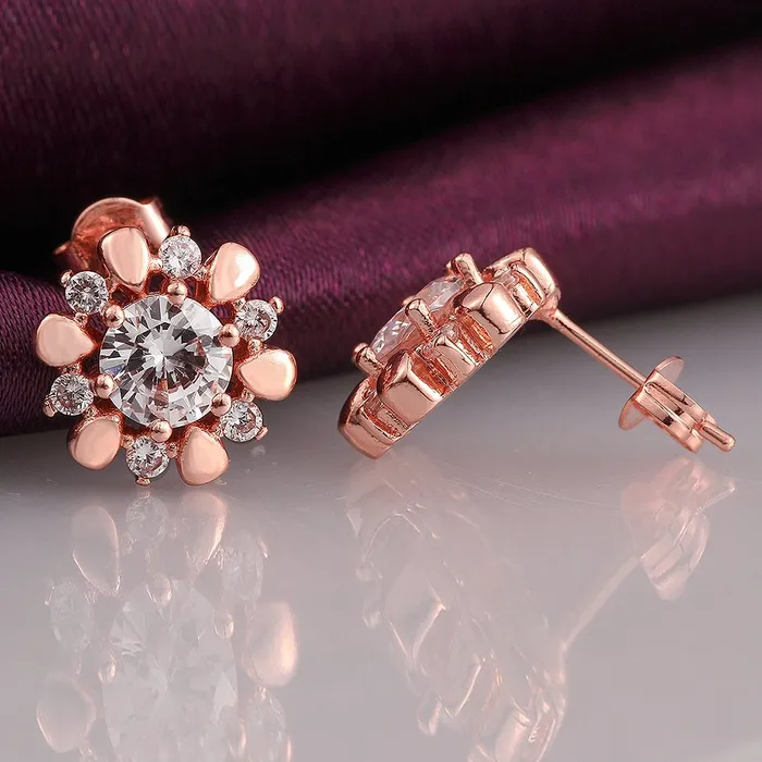 Yellow Chimes Glowing Golden Sunflower 18K Rose Gold Plated Hallmarked Austrian Crystal Jewellery Set for Girls and Women Yellow Chimes Bracelets