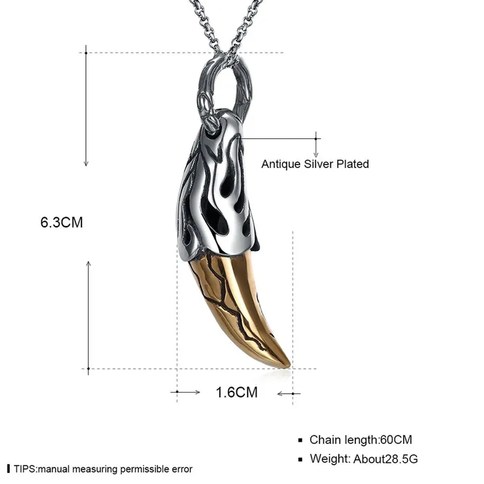 Yellow Chimes Golden Killing Thor Horn Silver Oxidized Stainless Steel Pendant for Men and Boys Yellow Chimes Earrings