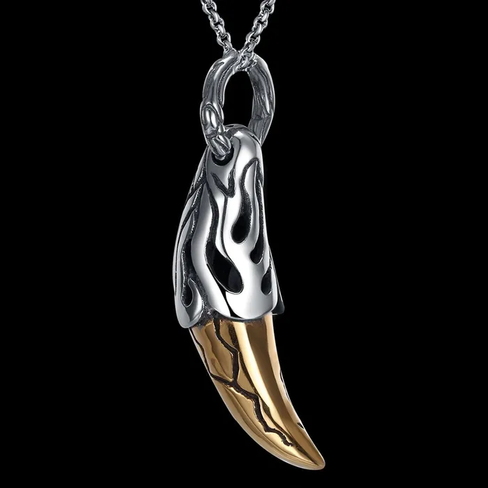 Yellow Chimes Golden Killing Thor Horn Silver Oxidized Stainless Steel Pendant for Men and Boys Yellow Chimes Earrings