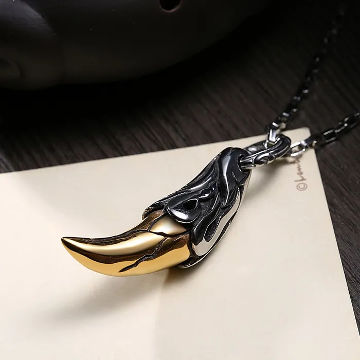 Yellow Chimes Golden Killing Thor Horn Silver Oxidized Stainless Steel Pendant for Men and Boys Yellow Chimes Earrings