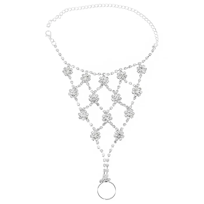 Yellow Chimes Hand Chain For Women White Crystal Studded Silver Hand Chain Link Ring For Women and Girls Yellow Chimes Necklaces Yellow Chimes Hand Chain For Women White Crystal Studded Silver Hand Chain Link Ring For Women and Girls Yellow Chimes Necklaces
