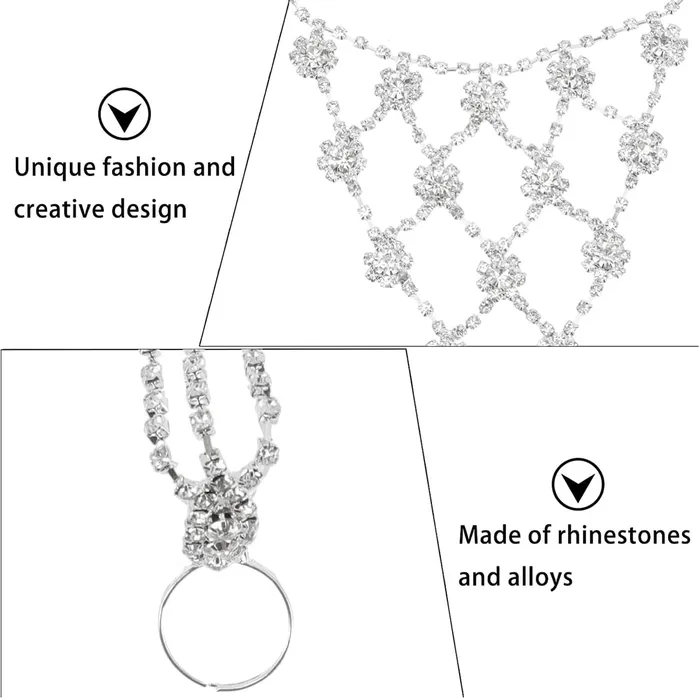 Yellow Chimes Hand Chain For Women White Crystal Studded Silver Hand Chain Link Ring For Women and Girls Yellow Chimes Necklaces