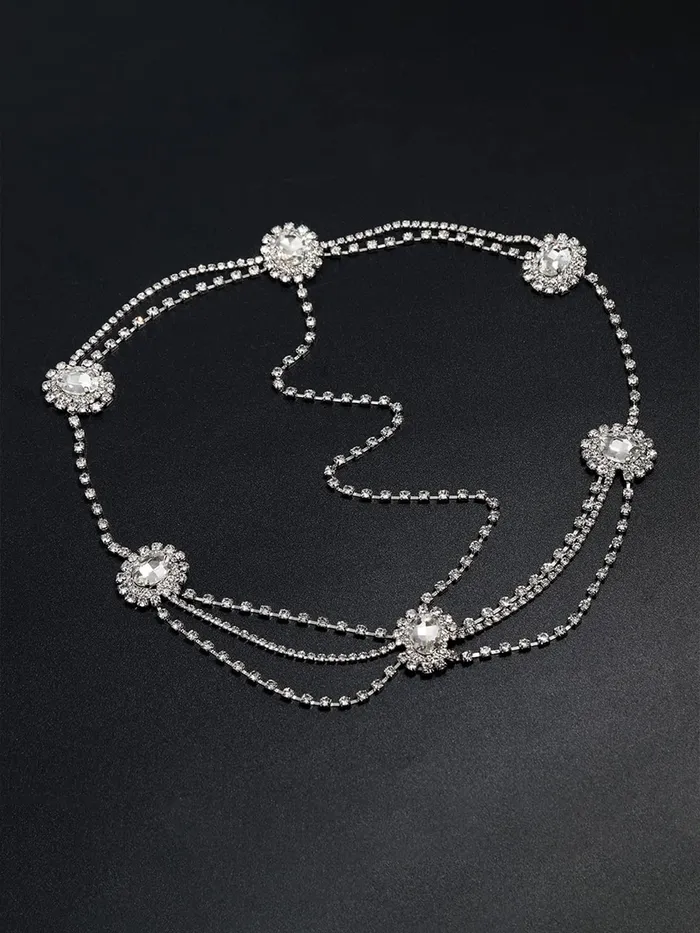 Yellow Chimes Head Chain For Women Vintage Crystal Studded Multilayered Headpeice Flapper Forehead Chain For Women and Girls Yellow Chimes Necklaces
