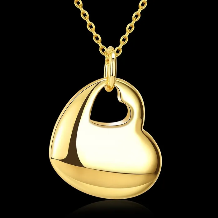 Yellow Chimes Heart Charm Golden Necklace for Women and Girls Yellow Chimes Earrings