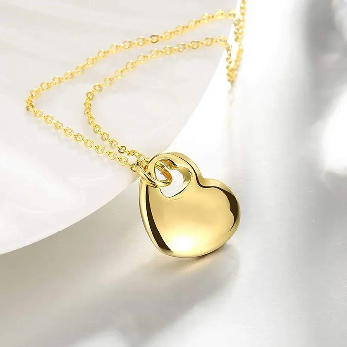 Yellow Chimes Heart Charm Golden Necklace for Women and Girls Yellow Chimes Earrings