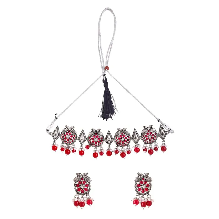 Yellow Chimes Jewellery Set for Women and Girls Choker Set for Women Silver Tone Red Beads Drop Choker Necklace Set for Women Birthday Gift For Girls and Women Anniversary Gift for Wife Yellow Chimes Necklaces Yellow Chimes Jewellery Set for Women and Girls Choker Set for Women Silver Tone Red Beads Drop Choker Necklace Set for Women Birthday Gift For Girls and Women Anniversary Gift for Wife Yellow Chimes Necklaces