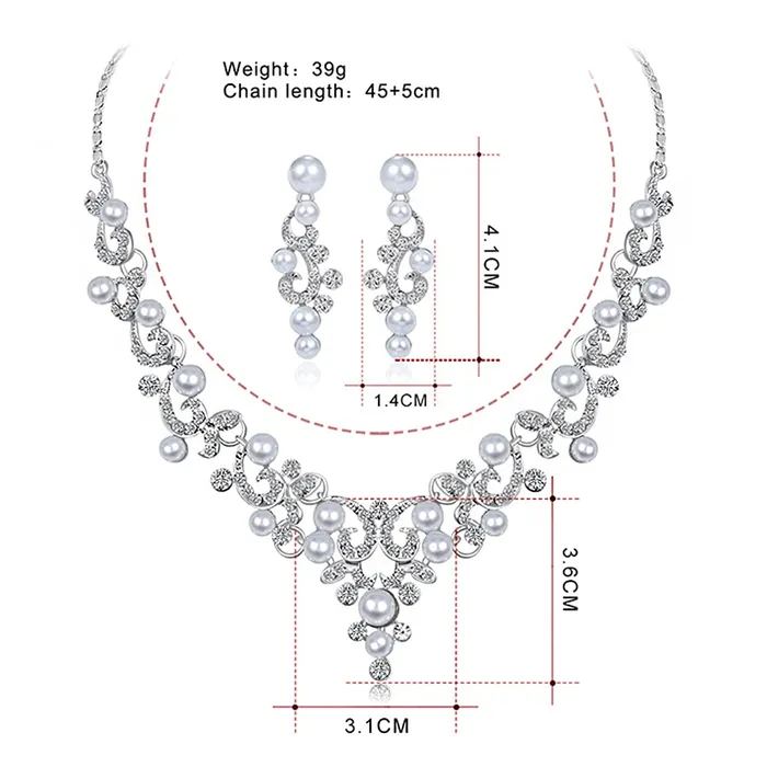 Yellow Chimes Jewellery Set for Women and Girls Fashion White Crystal Jewellery Set for Women Silver Toned Pearl Choker Necklace Set Birthday Gift for Girls Women Anniversary Gift for Wife Yellow Chimes Earrings