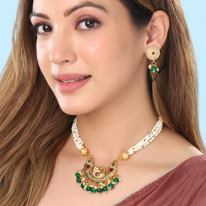Yellow Chimes Jewellery Set for Women and Girls Kundan Necklace Set Gold Plated Pink Stone Studded Kundan Necklace Set Birthday Gift for girls and women Anniversary Gift for Wife Yellow Chimes Necklaces