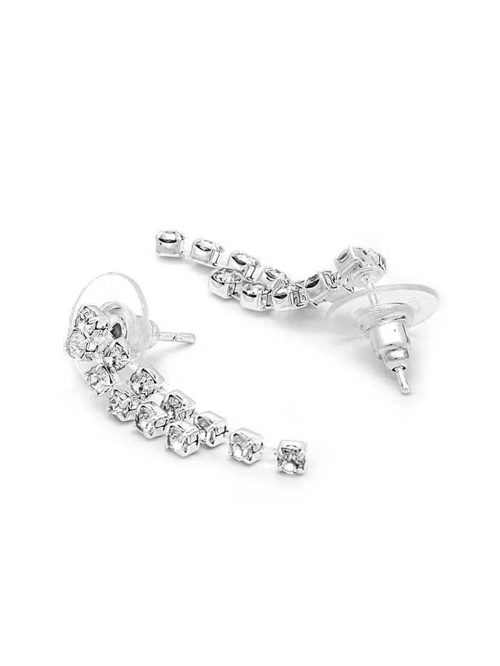Yellow Chimes Jewellery Set for Women with White Crystal Studded Classic Design Silver Plated White crystal Necklace Set for Women and Girls Yellow Chimes Necklaces