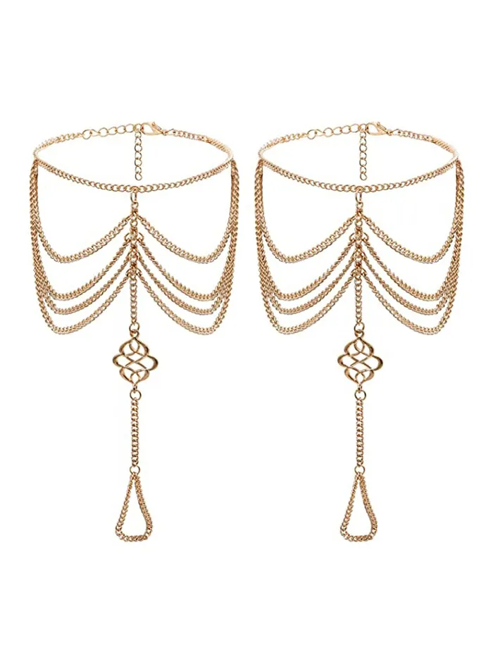 Yellow Chimes Multichain Anklets for Women Anklets with Attached Toe Ring Gold Toned Foot Jewellery for Women and Girls Yellow Chimes Rings Yellow Chimes Multichain Anklets for Women Anklets with Attached Toe Ring Gold Toned Foot Jewellery for Women and Girls Yellow Chimes Rings