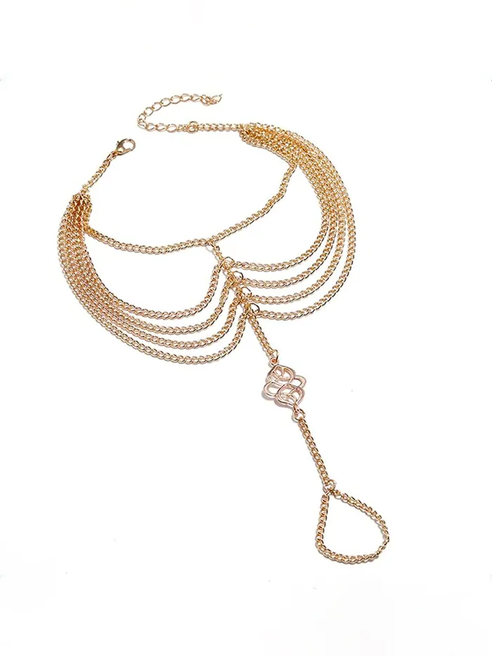Yellow Chimes Multichain Anklets for Women Anklets with Attached Toe Ring Gold Toned Foot Jewellery for Women and Girls Yellow Chimes Rings