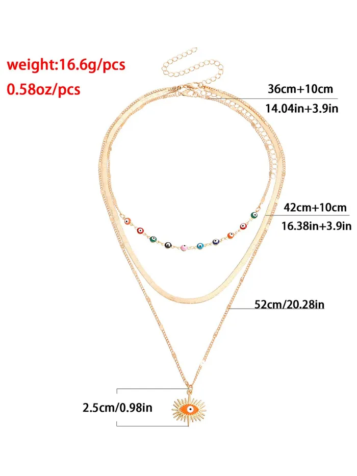 Yellow Chimes Necklace for Women and Girls Fashion Gold Layered Necklace Western Evil Eye Multilayer Chain Choker Necklace For women Birthday Gift for Girls Women Anniversary Gift for Wife Yellow Chimes Earrings
