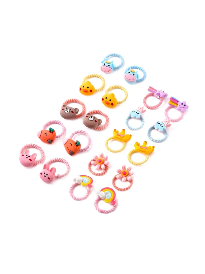 Yellow Chimes Necklaces Melbees by Yellow Chimes Rubber Bands for Girls Kids Hair Accessories for Girls Hair Tie 20 Pcs Cute Characters Rubberbands for Kids Ponytail Holder For Baby Girls Toddlers