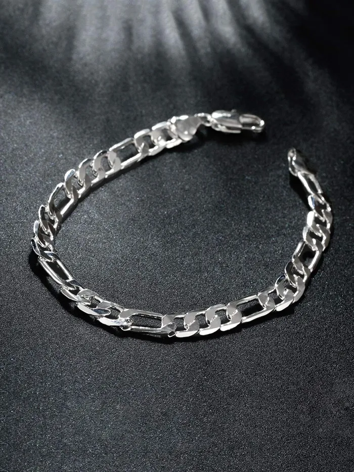 Yellow Chimes Necklaces Yellow Chimes 925 Silver Bracelet for Men 925 Sterling Silver Hallmark and Certified Purity Silver Chain Bracelet for Men and Boys