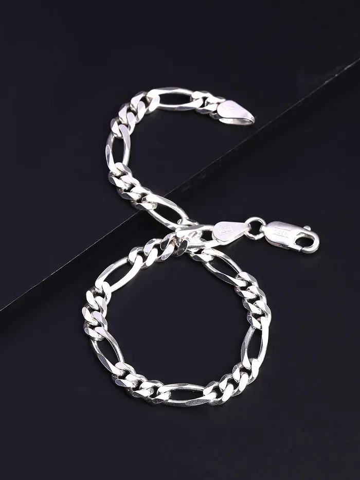 Yellow Chimes Necklaces Yellow Chimes 925 Silver Bracelet for Men 925 Sterling Silver Hallmark and Certified Purity Silver Chain Bracelet for Men and Boys