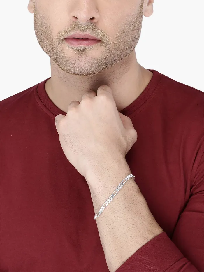 Yellow Chimes Necklaces Yellow Chimes 925 Silver Bracelet for Men 925 Sterling Silver Hallmark and Certified Purity Silver Chain Bracelet for Men and Boys