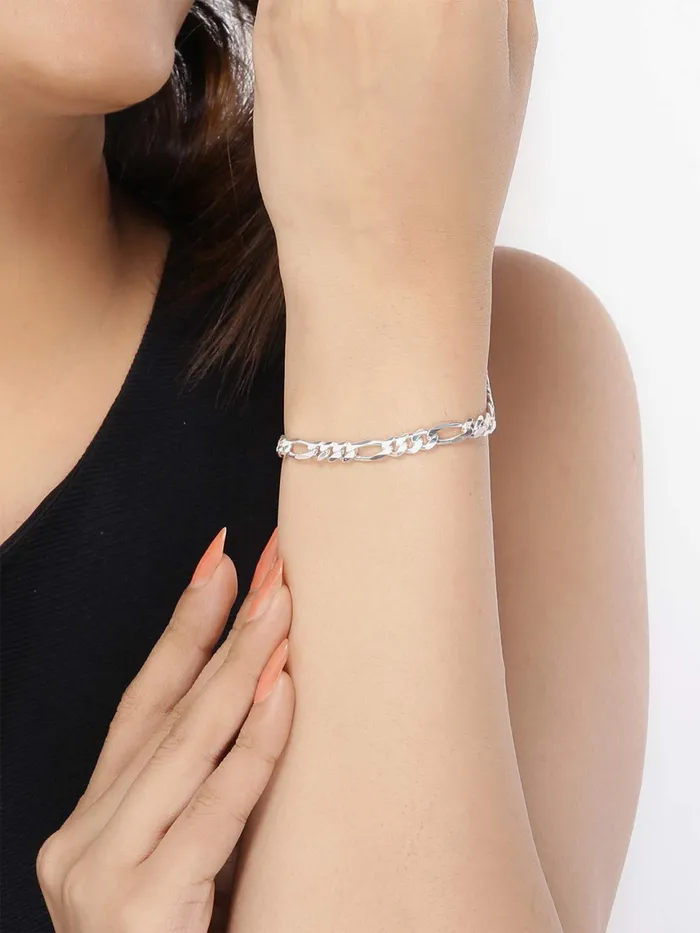 Yellow Chimes Necklaces Yellow Chimes 925 Silver Bracelet for Men 925 Sterling Silver Hallmark and Certified Purity Silver Chain Bracelet for Men and Boys