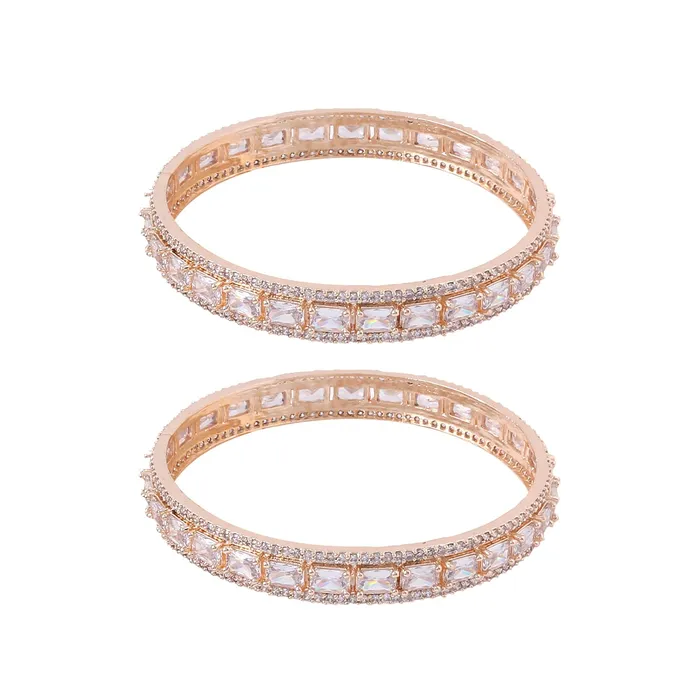 Yellow Chimes Necklaces Yellow Chimes Bangles for Women and Girls American Diamond Bangles for women Rose Gold Tone White AD Stone Bangles Birthday Gift For girls and women Anniversary Gift for Wife
