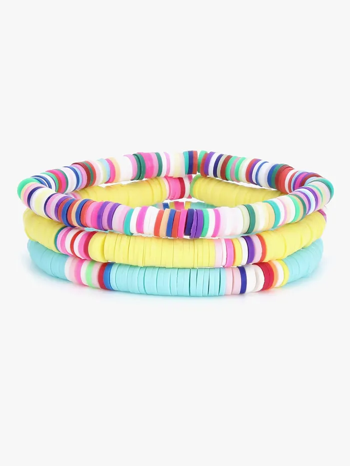 Yellow Chimes Necklaces Yellow Chimes Bracelets for Women Combo of 3 PCs Heishi Bracelets Set Lightweight Stack Rainbow Summer Beach Accessory for Girls and Women