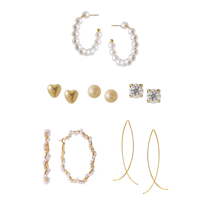 Yellow Chimes Necklaces Yellow Chimes Combo Earrings For Women Set Of 6 Pairs Earring Gold Plated Stud and Pearl Hoop Earrings For Women and Girls Yellow Chimes Necklaces Yellow Chimes Combo Earrings For Women Set Of 6 Pairs Earring Gold Plated Stud and Pearl Hoop Earrings For Women and Girls