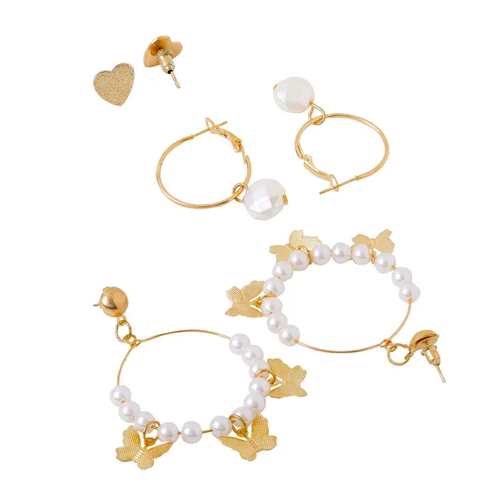 Yellow Chimes Necklaces Yellow Chimes Combo Earrings For Women Set Of 6 Pairs Earring Gold Plated Stud and Pearl Hoop Earrings For Women and Girls