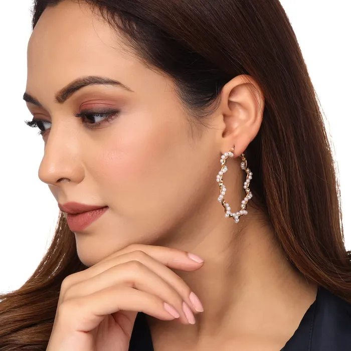 Yellow Chimes Necklaces Yellow Chimes Combo Earrings For Women Set Of 6 Pairs Earring Gold Plated Stud and Pearl Hoop Earrings For Women and Girls