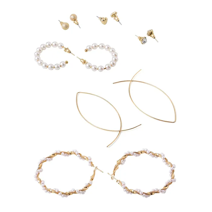 Yellow Chimes Necklaces Yellow Chimes Combo Earrings For Women Set Of 6 Pairs Earring Gold Plated Stud and Pearl Hoop Earrings For Women and Girls