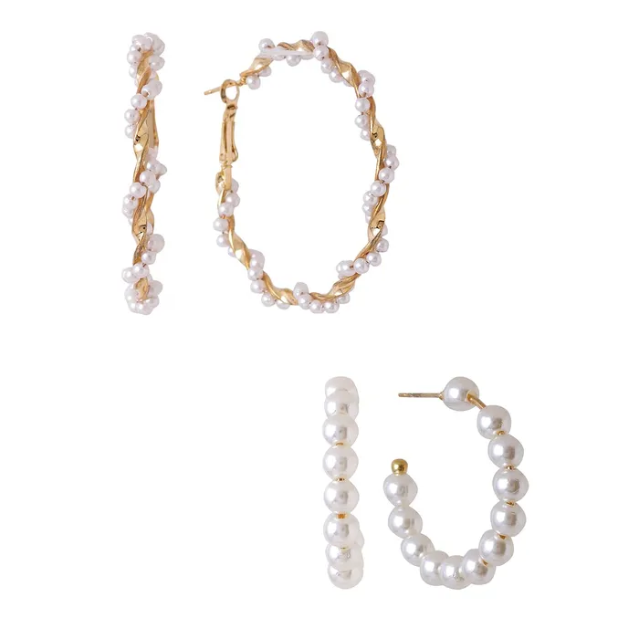 Yellow Chimes Necklaces Yellow Chimes Combo Earrings For Women Set Of 6 Pairs Earring Gold Plated Stud and Pearl Hoop Earrings For Women and Girls