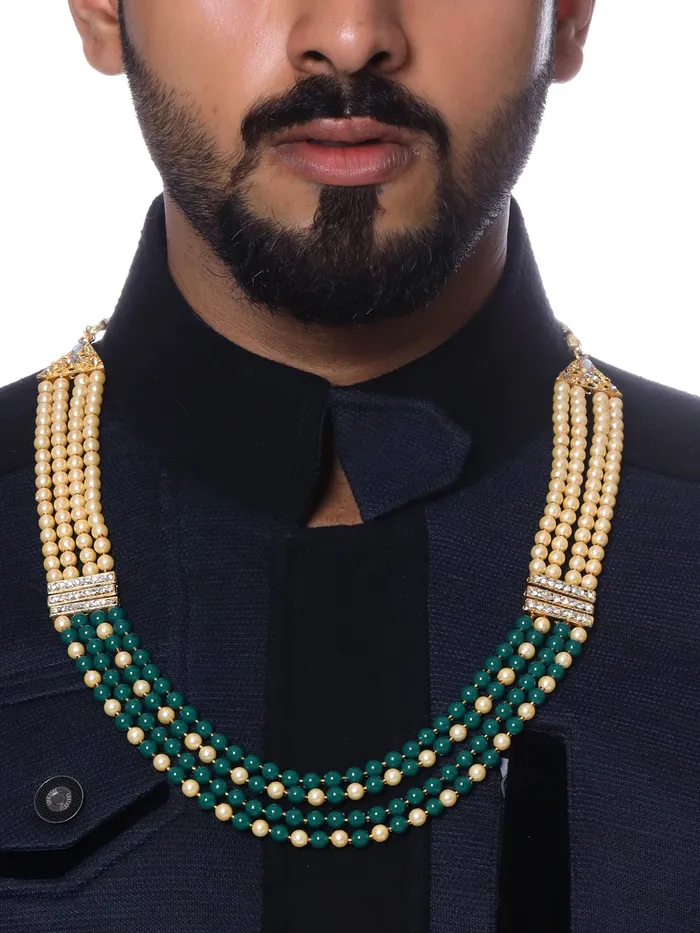 Yellow Chimes Necklaces Yellow Chimes Dulahmala For Mens Pearl Necklace Jewellery for Groom Dulha Moti Mal Haar For men
