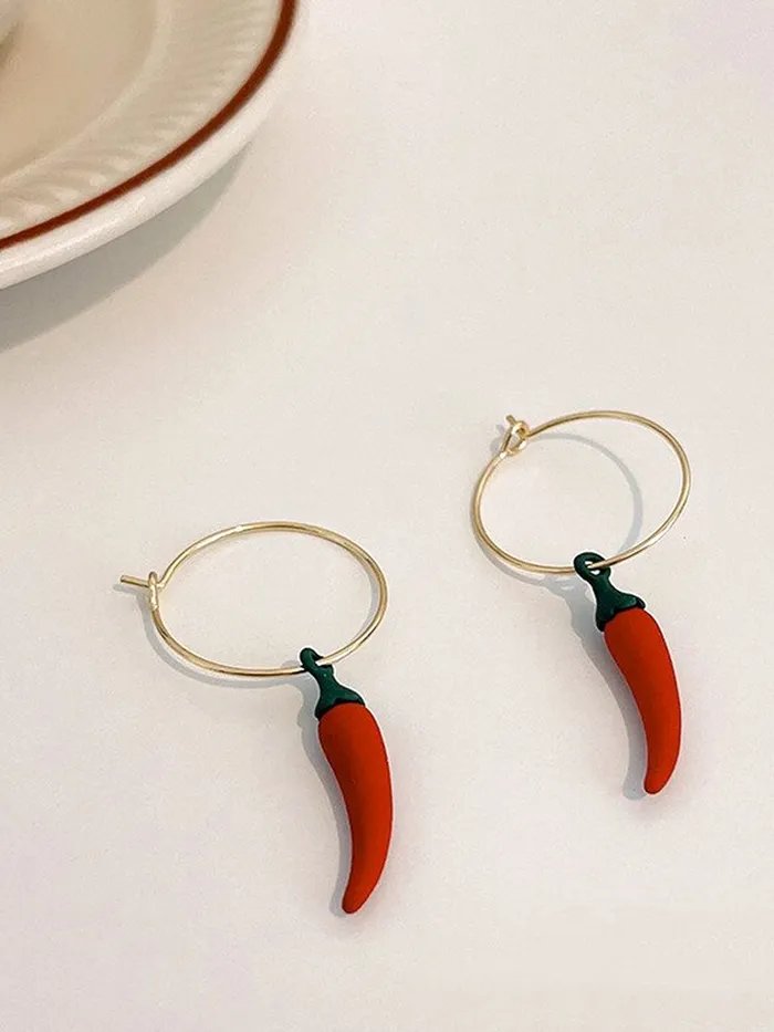 Yellow Chimes Necklaces Yellow Chimes Earrings for Women and Girls Drop Earrings for Girls Gold Toned Red Chilli Designed Drop Earrings Birthday Gift for girls and women Anniversary Gift for Wife