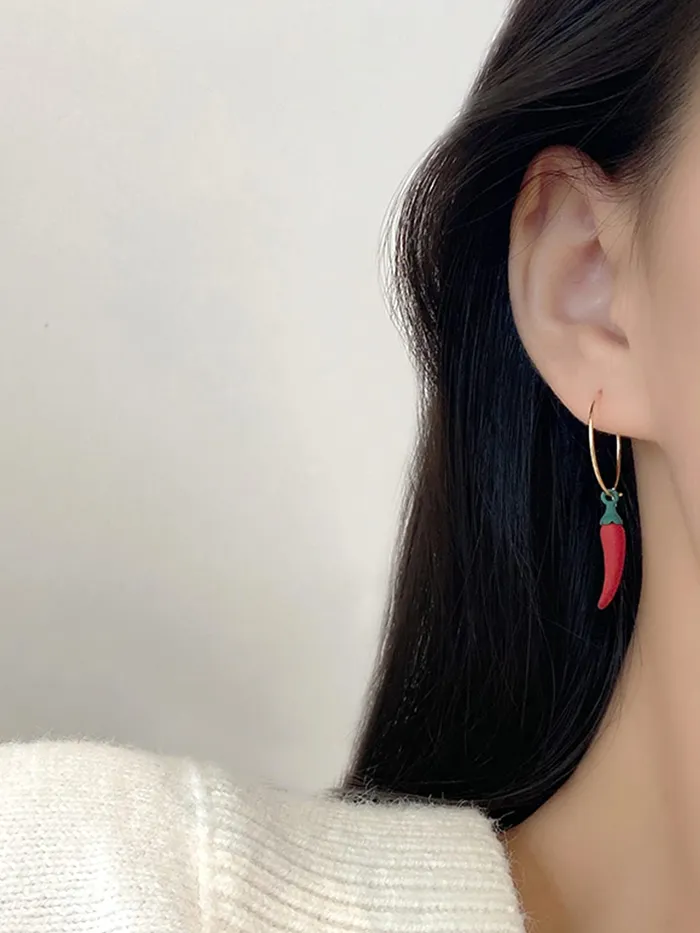 Yellow Chimes Necklaces Yellow Chimes Earrings for Women and Girls Drop Earrings for Girls Gold Toned Red Chilli Designed Drop Earrings Birthday Gift for girls and women Anniversary Gift for Wife