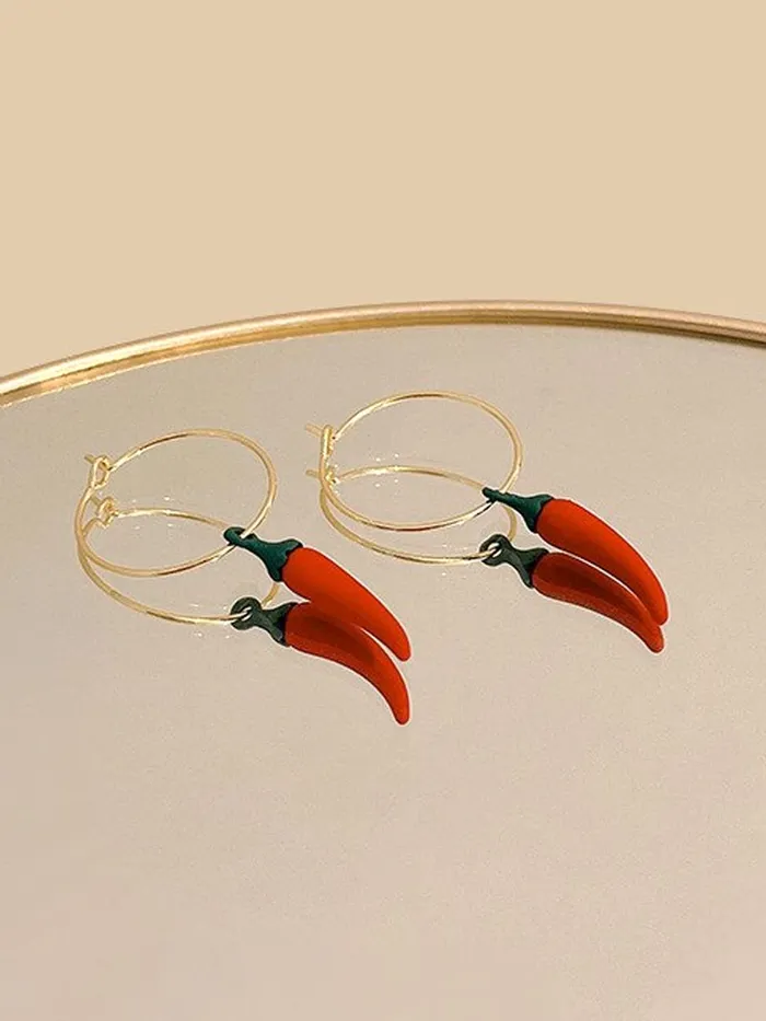 Yellow Chimes Necklaces Yellow Chimes Earrings for Women and Girls Drop Earrings for Girls Gold Toned Red Chilli Designed Drop Earrings Birthday Gift for girls and women Anniversary Gift for Wife