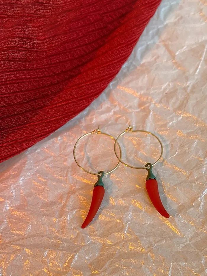Yellow Chimes Necklaces Yellow Chimes Earrings for Women and Girls Drop Earrings for Girls Gold Toned Red Chilli Designed Drop Earrings Birthday Gift for girls and women Anniversary Gift for Wife