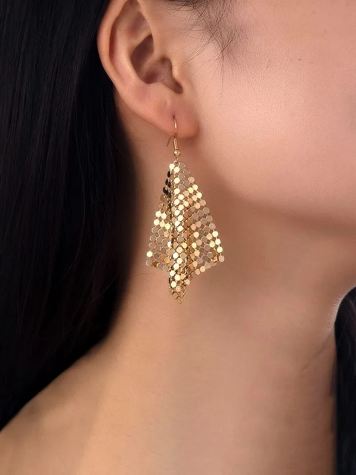 Yellow Chimes Necklaces Yellow Chimes Earrings for Women and Girls Drop Earrings Gold Toned Meshy Designed Drop Earrings Birthday Gift for girls and women Anniversary Gift for Wife