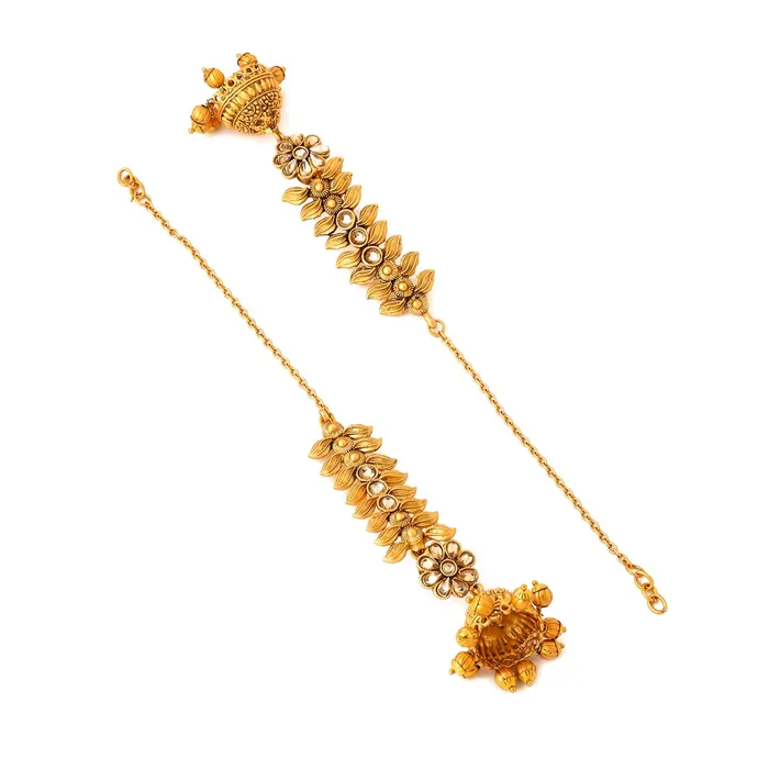 Yellow Chimes Necklaces Yellow Chimes Earrings for Women and Girls Traditional Gold Plated Maati Earrings Leafy Designed Chain Jhumka Earrings Set Birthday Gift for girls and women Anniversary Gift for Wife