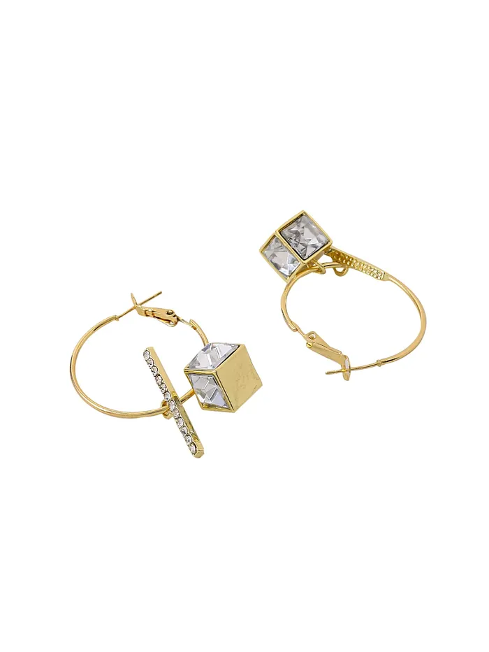 Yellow Chimes Necklaces Yellow Chimes Earrings For Women Gold Tone Contemporary Hoop Bali Crystal Drop Earrings For Women and Girls
