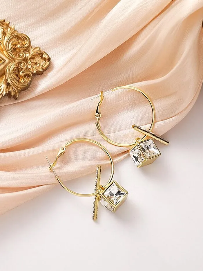 Yellow Chimes Necklaces Yellow Chimes Earrings For Women Gold Tone Contemporary Hoop Bali Crystal Drop Earrings For Women and Girls