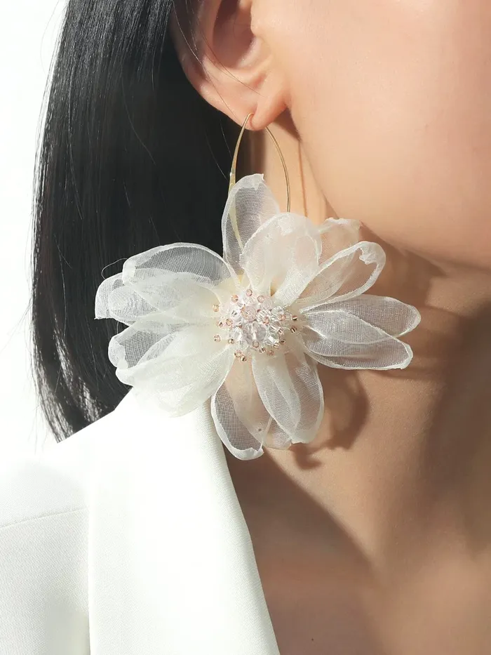 Yellow Chimes Necklaces Yellow Chimes Earrings For Women White Floral Drop chic Earrings For Women and Girls