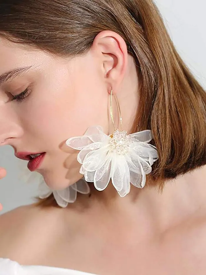 Yellow Chimes Necklaces Yellow Chimes Earrings For Women White Floral Drop chic Earrings For Women and Girls