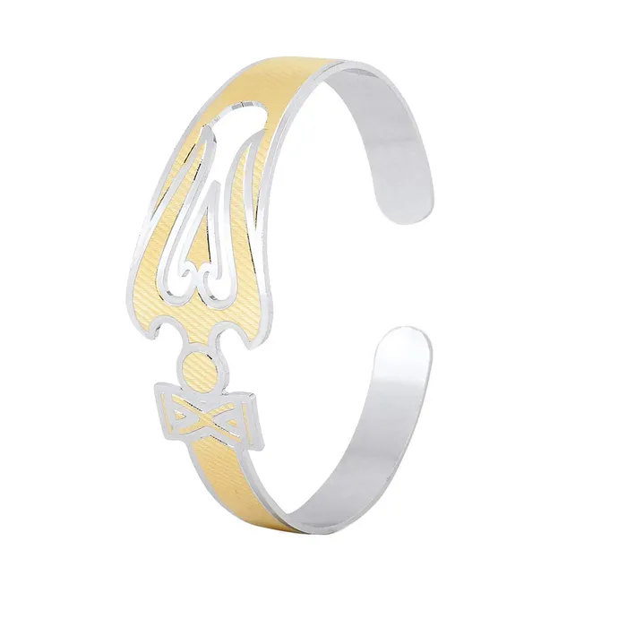 Yellow Chimes Necklaces Yellow Chimes Elegant Latest Fashion Stainless Steel Trishul Design Golden Kada Bracelet for Men and Boys