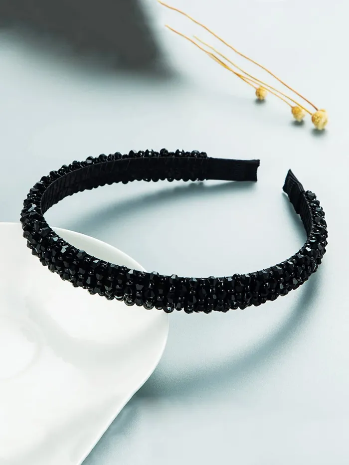 Yellow Chimes Necklaces Yellow Chimes Hair Bands for Girls Black Hair Band Crystal Studded Headbands HairBands for Kids and Girls Hair Accessories For Girls